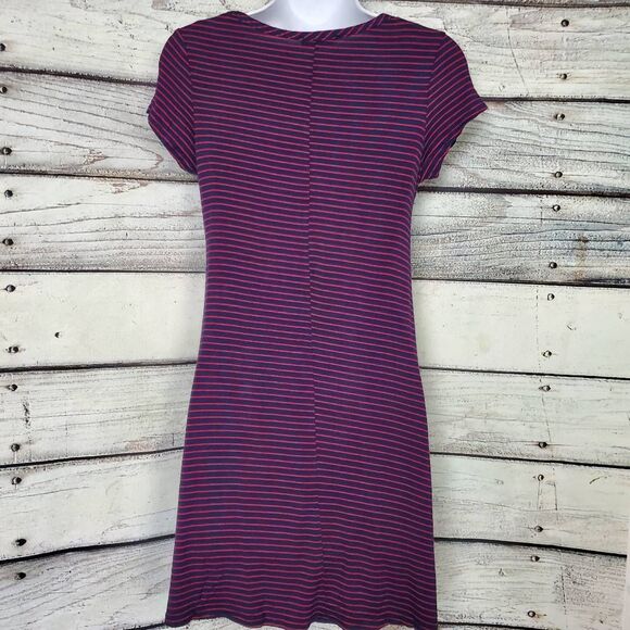 Olivia Rae Striped T-Shirt Dress Navy/Red Size S - Picture 3 of 5